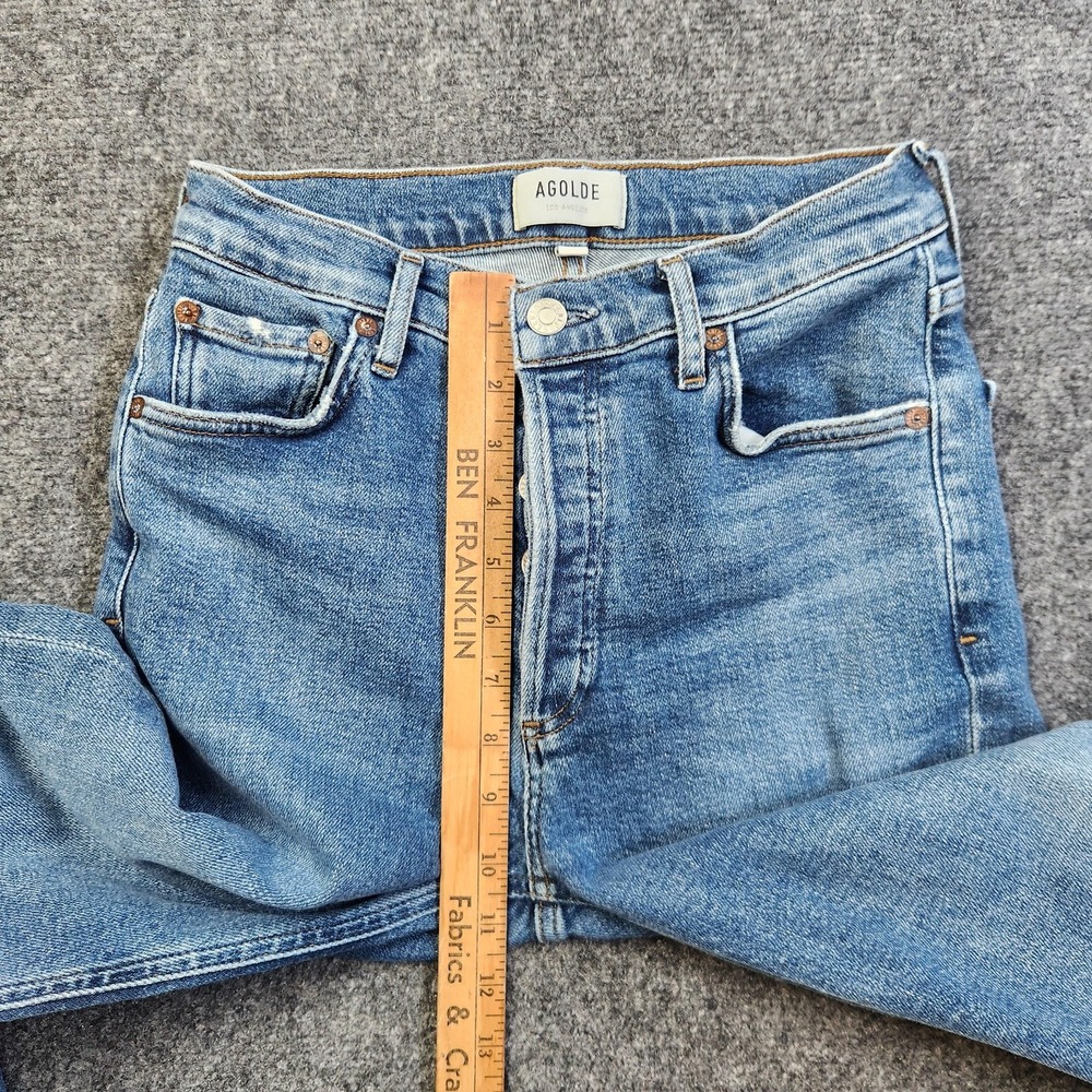 AGOLDE Nico High Rise Slim Jeans Womens 25 Blue Button Fly Distressed Denim Pant - Picture 6 of 9